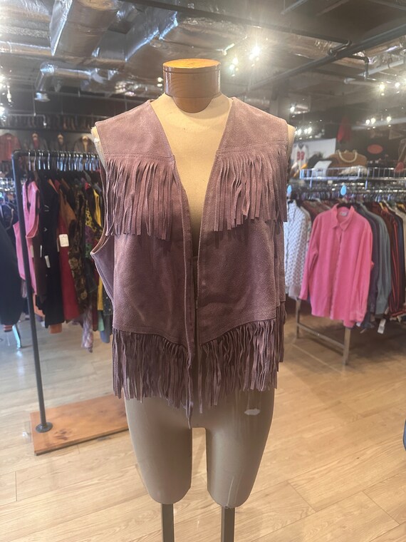 Vintage Lavender Suede Fringe Vest