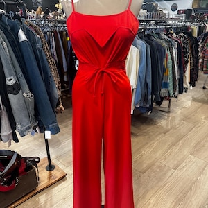 Vintage 1970s Wide Leg Red Jumpsuit
