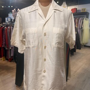 RARE Original Vintage Mens 1950's Schiaparelli Silk Short Sleeve Button Down Shirt