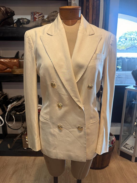 Ralph Lauren Purple Label, Women’s Vintage Ralph Lauren Purple Label Ivory Double Breasted Jacket