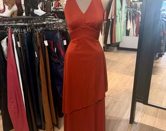 Vintage 1970s Halter Maxi Dress - Size Small
