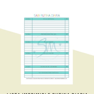 Imprimible Sabi Rutina Diaria