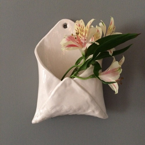 Wall Vase Pocket Vase Ceramic Wall Vase Ceramic Envelope Etsy
