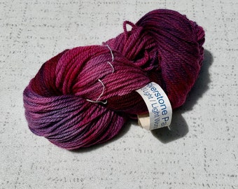 Louet Riverstone Yarn, Hand Dyed Burgundy/Purple Wool Yarn