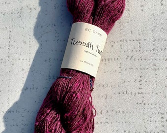 Tussah Tweed, Silk Yarn, Purple Yarn, Destash yarn