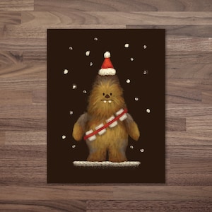 Star Wars Chewbacca Birthday- Tarjeta personalizada doblada, tarjeta de felicitación, chewy, wookie, fiesta, sombrero, lindo, mejor