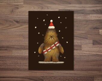 Star Wars Chewbacca Birthday- Single Folded Personalized Card, Greeting Card, Chewy, Wookie, Party, Hat, Cute, Best