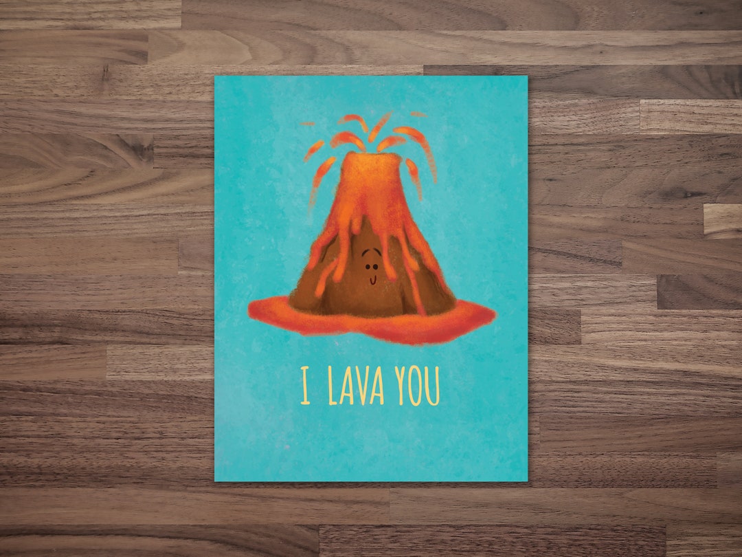 I Lava You Card Volcano Greeting Card | Valentines Day Anniversary Love ...