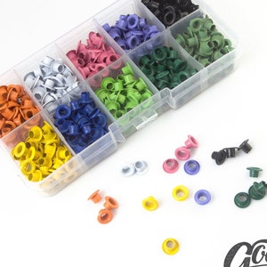 500PCS / 10 Color Grommet Eyelet Box set ,  Hole round Eyelets 4mm inner diameter