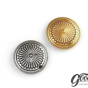 Concho bohème rond 2 pièces | Concho vintage | Décorer Concho | Concho de motard | Portefeuille Concho
