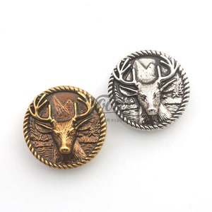 35 mm Hirschkopf runden Conchos Knopf | Durchmesser 3,8 cm | Leder Conchos Schraubverschluss | Schmuck Conchos | Biker Conchos | Brieftaschen Conchos