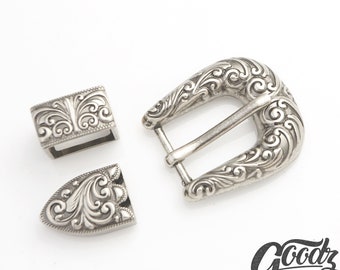 3/4” 19mm Antique Silver Western Belt Buckle Set | Cowboy Cowgirl Rodeo Style