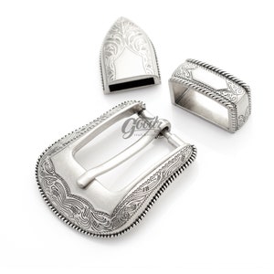 Silver Western Cowboy Belt Buckle Set | 1" - 25mm | Rodeo Vintage Belt Buckle Replacement