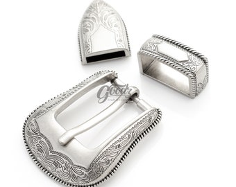 1&quot;,25mm Silver Western Cowboy Buckle Set | Rodeo Cowboy Belt Replacement Buckle