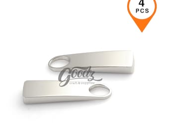 Matte Silver Zipper Pull Set | 30mm , Metal Zipper Puller Replacement | Minimalist Zipper Pull Tab, Bag Jacket Zipper Hardware
