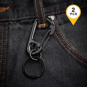 Schwarz Karabiner für Schlüssel | Hochleistungs-Gürtelschlaufe-Schlüsselhalter | EDC Schlüsselring für Männer