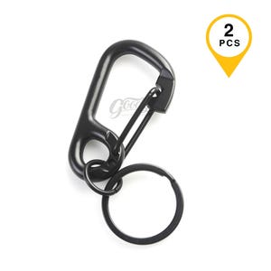 Matte Black D-Shape Snap Carabiner Clip Keychain , Pack x2Pieces | Heavy Duty Clasp Hook