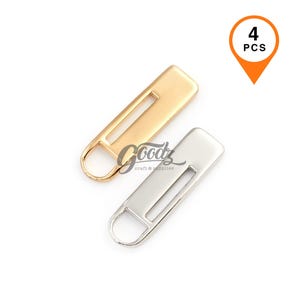 Reemplazo de tirador de cremallera de metal, 34 mm, dorado y plateado, minimalista.