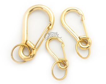 Heavy Duty Solid Brass Carabiner Key Chain Clap Loop Belt / Brass Hook / Brass Clasps / Carabiner for Keychain