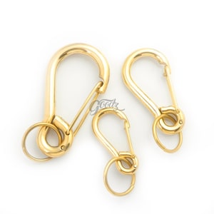 Raw Brass Carabiner Keychain Clasp  | Heavy Duty Key Spring Snap Hook