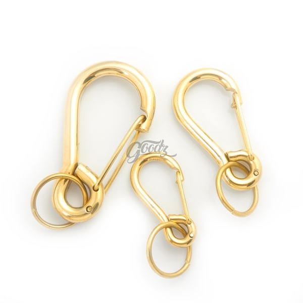 Heavy Duty Solid Brass Carabiner Key Chain Clap Loop Belt / Brass Hook / Brass Clasps / Carabiner for Keychain