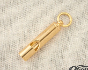 Brass Whistle 40mm Length / Survival Supplies / Whistle keychain / Brass Supply / Whistle Pendant / Whistle Charms