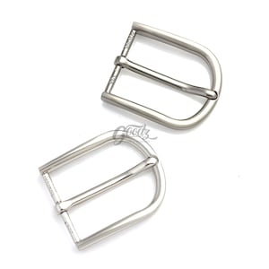 Heel Bar Belt Buckle: 35mm Curved Edge, Silver/Gunmetal Finish