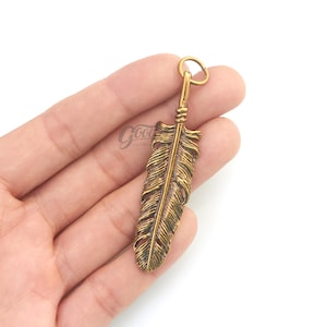 x4Pieces- 60mm Feder Charms Anhänger | Feder Tropfen | Kettenanhänger | Leder Geldbörse Charms |  Armband Anhänger