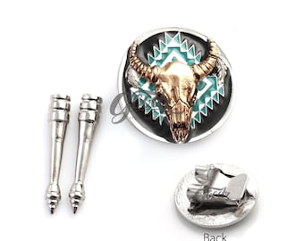 DIY-Set für runde Bolo-Krawatten mit Stierschädel | Zubehör für Bolo-Krawatten im Südwest-Stil | Cowboy-Schmuck-Bastelset