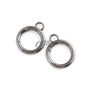 Mini fjäderlåsring med snäppfäste och ögla, 6 st | Litet O-ringsspänne | Berlockkoppling | Nyckelringsdetaljer Gunmetal