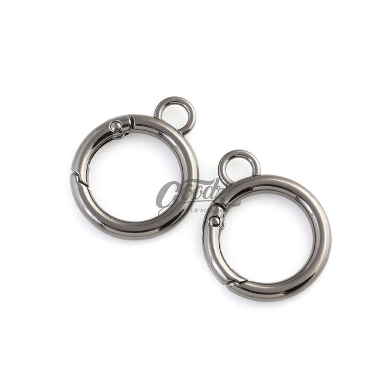 Mini fjäderlåsring med snäppfäste och ögla, 6 st | Litet O-ringsspänne | Berlockkoppling | Nyckelringsdetaljer Gunmetal
