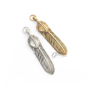 x2Pieces - 75mm Groß Feder Charms Anhänger | Feder Tropfen | Kettenanhänger | Leder Geldbörse Charms |  Armband Anhänger