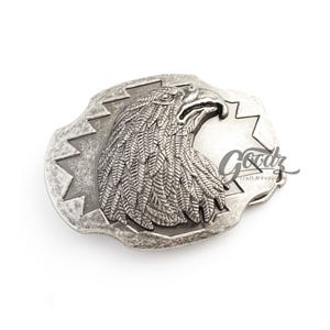 Fibbia per cintura vintage con testa d&#39;aquila 2D da 1,57&quot;, 40 mm / Fibbia per cintura da cowboy retrò / Fibbia per cintura da uomo in argento opaco
