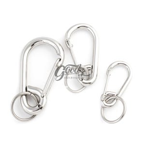 Stainless Steel D-Shape Carabiner Snap Clip - Silver EDC Belt Loop Keychain Hook