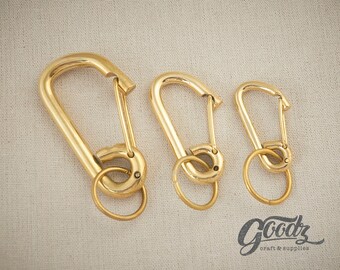 Brass Carabiner Spring Snap Clip | D - Shape BrassCarabiner | Brass Clasps | Gold Carabiner | Assorted sizes