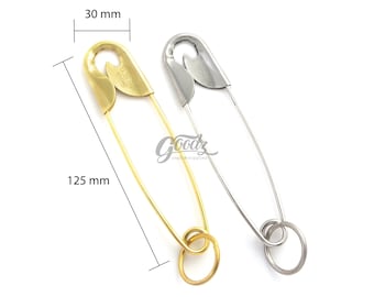 12.5cm Extra Large Solid Brass Safety Pin Brooch | Brooch Clip Key Hook | Brass Keychain | Multipurpose Key Hook