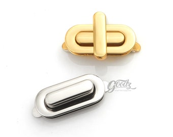 Twist Turn Lock Bag Closure Silver & Gold , 45mm | Metal Lock Hardware | Bag Making Supplies