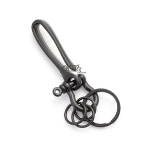 Juego de llavero con grillete de anzuelo de pescado / llavero con gancho de pescado para billetera / llavero con presilla para cinturón con anzuelo de pescado / llavero de motociclista / accesorio de latón de cuero / gancho para cinturón