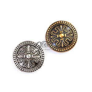 x2Pcs, 32 mm Round Coin Screw Back Concho - Native Style Wallet Decor for Biker Leather Crafts