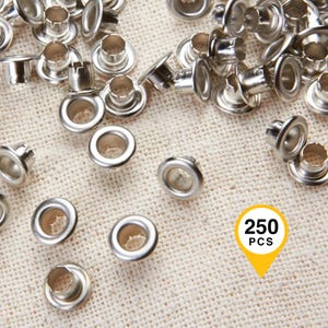 250Pcs - 4mm Metal Craft Grommets  |  Leather Eyelets  | Tag Labels Grommet
