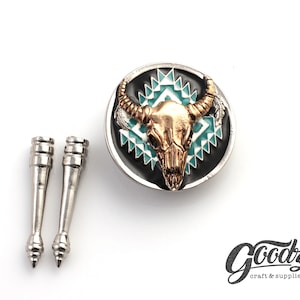 Long Horn Buffalo Bolo Tie Set: Western Cowboy Bootlace