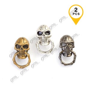 Anillo con concha de calavera con cierre de rosca / Remate de calavera para cinturones, bolsos, carteras, artículos de cuero para motociclistas (2 piezas)
