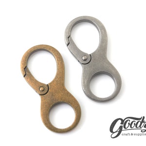 Moschettone opaco ellittico in metallo pesante / Chiusura a scatto a molla / Passante per cintura, Portachiavi per borsa / Moschettone unico / Portachiavi con clip a scatto