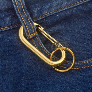 Raw Brass Spring Snap Carabiner Oval Hook Keychain | Leather craft Accessory | Belt Loop Carabiner | Key Clasp Hook | Assorted sizes