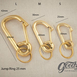 Assorted sizes Brass Snap Carabiner Hiking Bag Keychain