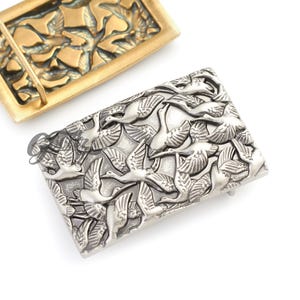 Vintage Carved Bird Cowboy Belt Buckle: Antique Silver & Brass (40mm)