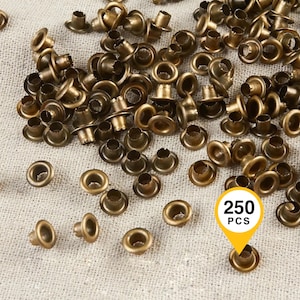 4mm Metal Craft Grommets: Leather Eyelets, Tag Labels - 250 Pcs