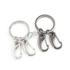 Hook Clasp Keychain: Silver & Gunmetal Spring Snap (2 Pcs)