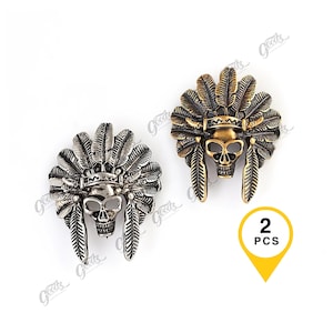 Doodshoofdconcho's met kwastjes, x 2 stuks: biker/portemonnee leer craft