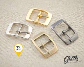 Hebillas metálicas con barra central, 12 unidades - 15 mm / Hebilla de pasador pequeña / Hebilla de repuesto para ropa, bolsos, zapatos y joyas de muñecas BJD